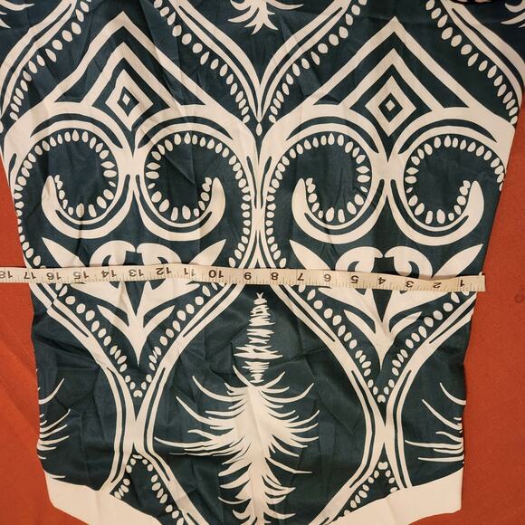 Women’s Green & White Sleeveless Halter Midi Sheath Dress Hawaiian Roman Summer - Picture 6 of 9